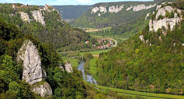 Blick vom Eichfelsen in Irndorf an der oberen Donau
