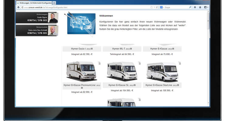 Caravan-Wendt hat seinen Konfigurator für Freizeitfahrzeuge auf der Homepage überarbeitet und verbessert. Nun können Interessierte ihr Wohnmobil oder Wohnwagen von Zuhause aus konfigurieren.