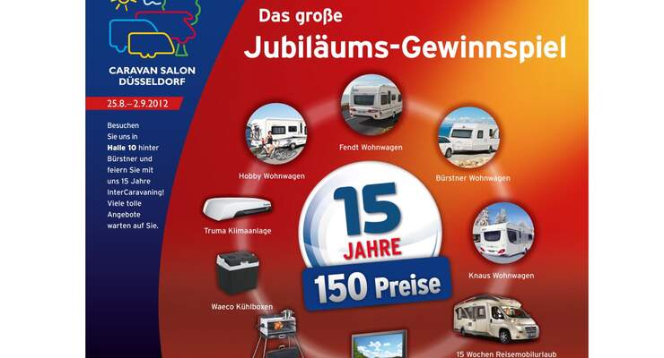 Der Messeauftritt von Intercaravaning steht im Zeichen des 15-jährigen Bestehens der Fachhandelskette.