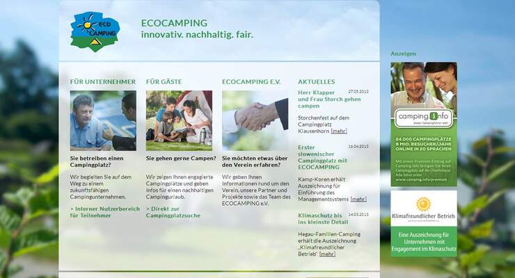 Die Online-Plattform www.ecocamping.net erhält ein neues Gesicht und neue Funktionen für Gäste und Campingunternehmen.