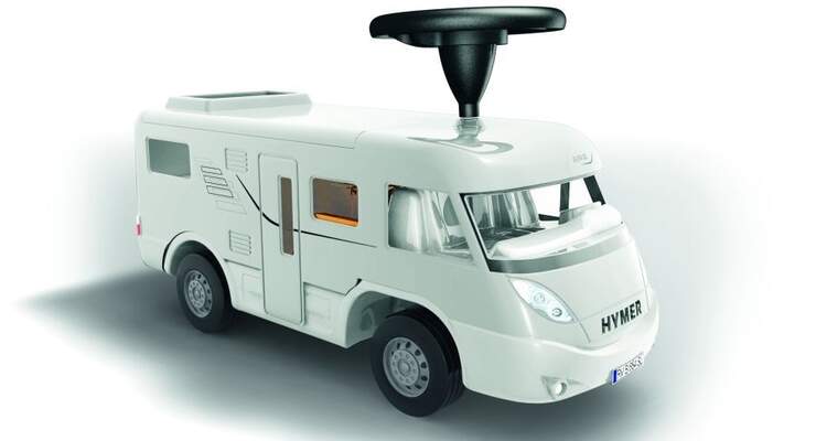 Hochaktuell ist das Hymer-Rutsch-Wohnmobil von Movera zum vierzigsten Geburtstag des Klassikers Bobby Car