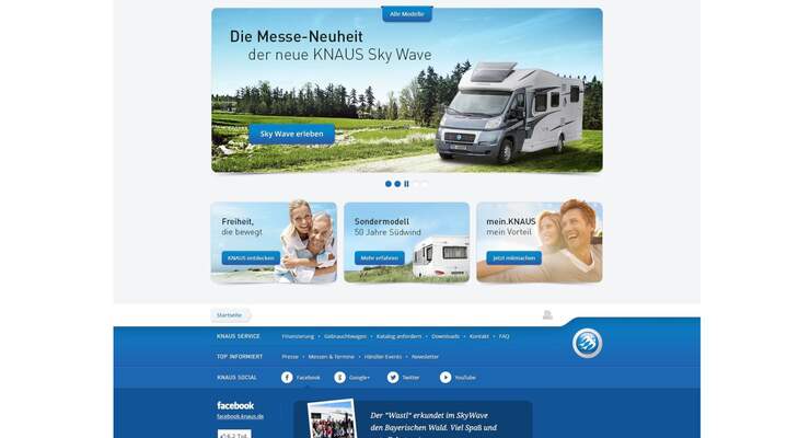 Knaus optimiert seine Webseite und macht sie benutzerfreundlicher. Dabei steht die Fahrzeugmodellsuche im Mittelpunkt.